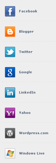 Reţele de socializare disponibile pentru autentificare.